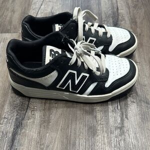 New Balance Kids Black and White Low-Top Sneakers